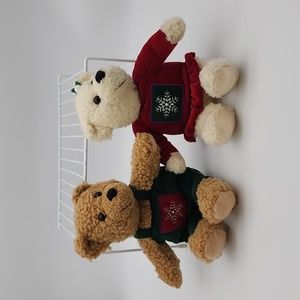 VINTAGE Hallmark Kiss Kiss Mistletoe Plush Bears 9"